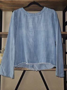 cloth & stone Light Blue Denim-Look Long Sleeve Top